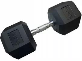 Kubisport Vienrankė šešiakampė guminė hantelė svoris apkrova 30 kg (Kub_05-CB30HEX)
