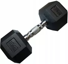 Kubisport Vienarankė šešiakampė guminė hantelė svarmenys tvirta 10 kg (Kub_05-CB10HEX)