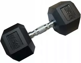 Kubisport Vienarankė šešiakampė guminė hantelė svarmenys tvirti 17,5kg (Kub_05-CB17/5HEX)