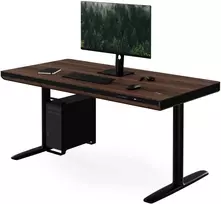 Jan Nowak elektrinis reguliuojamo aukščio stalas su stalčiumi ir belaidžiu Qi įkrovikliu, juodas/riešutmedžio, 1400 mm: ELLIS (5907367514735)