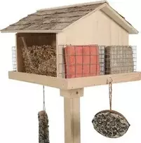 Turdus Zolux Kastuvas/lesyklėlė paukščiams stovima Castor XL su stogeliu iš beržo žievės