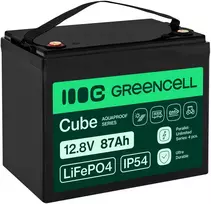 Green Cell Žalias Cell Greencell CUBE LiFePO4 akumuliatorius 87Ah 12.8 V 1113.6 Wh ličio-geležies-fosfato akumuliatorius kemperiams, valymo įrenginiams, stovyklavimui