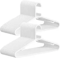 SONGMICS plonos neslidžios drabužių pakabos, 30 vnt., baltos, 41,5 × 20,5 cm