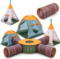 COIL vaikiškas 7 viename žaidimų palapinių rinkinys su 2 tuneliais, 5 x 1.12 x 1.35 m
