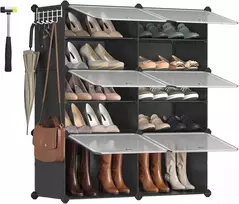 SONGMICS modulinė batų spintelė su 6 skyriais ir durimis 124 x 32 x 94 cm LPC033B01