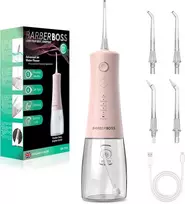 BARBERBOSS belaidis burnos irigatorius su 340 ml talpa, IPX8, 5 slėgio lygiais QR-7103