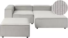 Beliani Modulinė kampinė sofa 2 asmenims ARDAL su otomane, velvetas, smėlio ir pilkšva, kairinė
