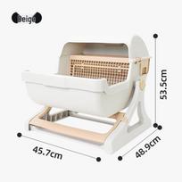 Naujas Ypač Didelis Pusiau Automatinis Katės Tualetas su Apsauga Nuo Taškymosi ir Kaušeliu 50*50*46 cm Flip Top Cat Litter Tray smėlis