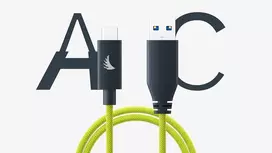 Angelbird USB-A – C 3.2 Solid Flex Cable Lime 1 ft UAC3SFL32 kabelis