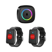 Belaidis skambučio mygtukas senjorams - Ilgo nuotolio namų avarinio signalizacijos sistema 2 Watch Buttons + 1 Receiver (Black)