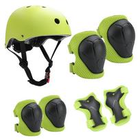 Vaikų riedlentės ir paspirtuko saugos įrangos rinkinys, 7 dalių apsauginė įranga su šalmu, vaikams Green 7-piece set with helmet yellow