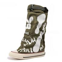 Women Canvas Sneakers Flats Designer Mid Calf Boots Fashion Shoes Woman Trend New Punk Chelsea Boots Lady Shoes 39 gray