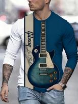 Muzikos mylėtojo būtinybė: Gibson Les Paul Gitaros Spaudinys Ilgomis Rankovėmis Marškinėliai XXL gray