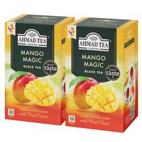 Ahmad Tea Mango maišeliai 20 2 dėžutės (individualiai supakuota garsaus britiško prekės ženklo juodoji arbata) black