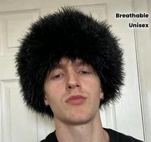Šventinis Specialus Unisex pliušinis perukas-kepurė - Garbanoti plaukai, Vėjui atspari ir šilta One Size 58-60 Head Circumference juoda