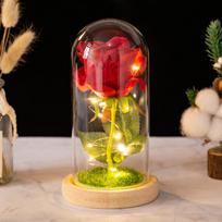 Mažojo princo nemirtinga rožė stiklo gaubte šviesa kūrybiška dovana Motinos dienai Valentino dienai namų dekoro ornamentas Glass dome