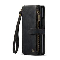 CaseMe odinis dėklas Samsung Galaxy Z Fold 6 5, su užtrauktuku, piniginė su vietomis rašikliui, dirželiu, 2 viename dizainas, kortelių laikikliai, telefono dangtelis For Samsung Z Fold 6 juoda