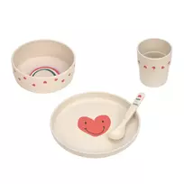 Lassig Happy Rascals Heart Lavender 5 dalių vaikiškas indų rinkinys