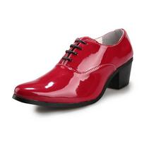 Outdoor Pointed Men Formal Wear Business Mid Heel Leather Shoes Classic Comfortable Dress 43 pink