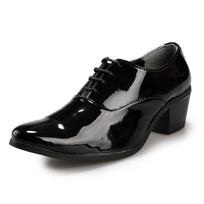 Outdoor Pointed Men Formal Wear Business Mid Heel Leather Shoes Classic Comfortable Dress 44 black