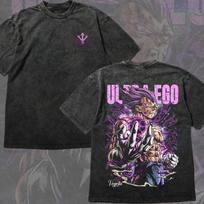 Vintage plovimo Vegeta Ultra Ego grafinis marškinėlis, Oversized anime gatvės stiliaus marškinėlis XL gray