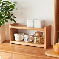 2 pakopų kietmedžio medinis puodelių stovas, stalviršio laikymo lentyna, virtuvės organizatoriaus stovas Vyšninis 30x13.5x20cm Cherry 30x13.5x20cm white