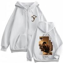 Singer Tayc Joÿa Album  Tour Merch Zipper Hoodie Men Women Fashion Hip-Hop Sweatshirts Winter Loose Casual Zip Up Jacket S white