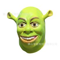 Helovino Šreko latekso kaukė Karnavalo vakarėliui Juokinga ir neįprasta galvos apdangalas Filmo rekvizitas Shrek yellow