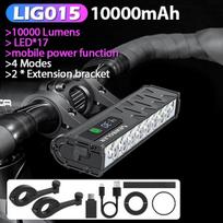 NEWBOLER Dviračio žibintas Priekinis 10000 liumenų Dviračio žibintas 10000 mAh Atsparus vandeniui Žibintuvėlis USB įkrovimas MTB Kelių dviračių žibintas Priedai
