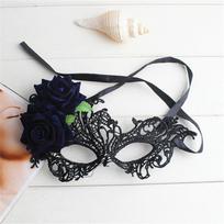 Maskaradinė kaukė Moteriška Venecijos kaukė Pretty Elegant Lady Masquerade tamsiai mėlyna spalva