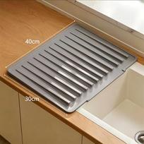 Heat-Resistant Silicone Sink Drying Mat Non-Slip Slope Diversion Kitchen Drain Mat Quick Drain Flexible Thick Kitchen Sink Mat pilka spalva