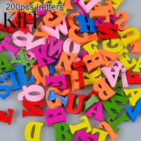 100 vnt. spalvingų raidžių skaičiai Mediniai plokščiapadžiai papuošimai amatų įrankis 200pcs Letters