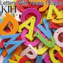 100 vnt. spalvingų raidžių skaičiai Mediniai plokščiapadžiai papuošimai amatų įrankis Letters With Holes