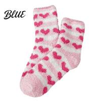 Mid Tube Sleep Socks 1 Pair Women Fuzzy for Valentine's Day Warm Fluffy Coral Fleece Soft Slipper Socks Fall Winter Thick Sleeping Gift Holiday Skin