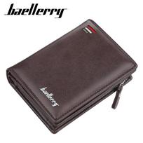 „Baellerry“ odinės vyriškos piniginės su kortelių laikikliais trumpo stiliaus madinga piniginė su užtrauktuku su kišene monetoms 12cm*9cm*2.5cm kava