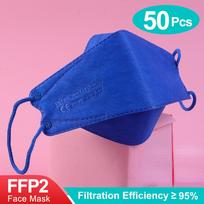 FFp2 Mascarillas patvirtinta higieninė veido kaukė pakartotinai panaudojamos kaukės žuvų kaukė 50pcs mėlyna