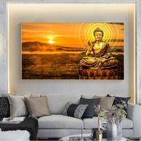 Budos statulos plakatai ir spaudiniai Drobės tapyba Cuadros Budizmo bambuko miško Zeno sienų meno paveikslėliai svetainės dekoravimui 60cm×170cm NoFrame
