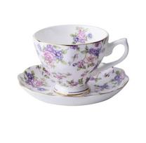 Bone China kavos puodelio šaukštų lėkštučių rinkinys Anglų popietės arbatos puodelis Kavos reikmenys 170 ml Porcelianinis puodelis ir lėkštė kavai Noble Purple 170ML