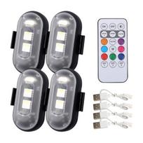 LED Strobe Light su nuotolinio valdymo pultu, įkraunama spalvota darbo lemputė, 7 spalvos 4pcs gray