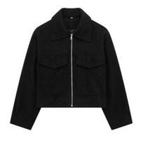 Autumn and Winter New Casual Warm Woolen Coats Women Street Fashion Pockets Short Jackets Women Turn Down Collar Solid Vintage Lady  Jacket Coat 25082 L juoda