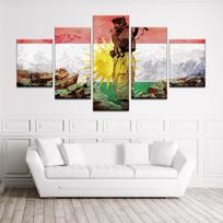5 dalių meno paveikslas Kurdistano kareivio vėliava HD spausdinimo tapybos plakatas drobės tapybos plakatas gyvenamojo namo kambario dekoracija be rėmo 20x35cm*2  20x45cm*2  20x55cm*1 No Frame brown