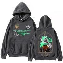 Karšta Anime Ekko-Arcane Hoodie Harajuku Hiphopo megztiniai Populiarios muzikos megztiniai gerbėjai Dovanos Megztiniai ir megztiniai Vyriški XXL tamsiai pilka spalva