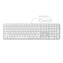 Satechi Slim LX3 laidinė apšviesta klaviatūra su skaičių bloku, USB-C/USB-A, Mac/Windows režimo perjungimas, sidabrinė