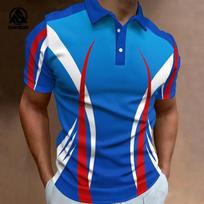 Vyriški madingi polo marškinėliai, vasariniai laisvalaikio su sagomis, viršutiniai drabužiai, naujas gatvės sporto stilius, oversized drabužiai, golfo apranga 3XL blue
