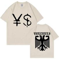Kanye West Ye Ty Dolla Sign YS Vultures Marškinėliai Vyrams Moterims Vintage Stiliaus Hip Hop Rap Marškinėliai Harajuku Laisvalaikio Oversized Marškinėliai M ruda