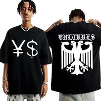 Kanye West Ye Ty Dolla Sign YS Vultures Marškinėliai Vyrams Moterims Vintage Stiliaus Hip Hop Rap Marškinėliai Harajuku Laisvalaikio Oversized Marškinėliai M dangaus mėlyna spalva