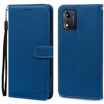 Dėklas Motorola E13, Piniginė, Odinis atlenkiamas dangtelis, skirtas Moto E13, Minkštas stovas, Knygelės tipo dangtelis, Coque Fundas Capa Shell For Moto E13 tamsiai mėlyna spalva