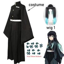Tokitou Muichirou Cosplay kostiumas Anime Demon Slayer Cosplay Kimetsu No Yaiba Kisatsutai Uniformas Perukas Helovino drabužiai 150cm black