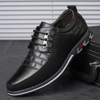 New Men's Sports Shoes Fashion Brand Classic Lace Up Casual Loafers Leather Shoes Black Business Men's Shoes Plus Large Size 49 black