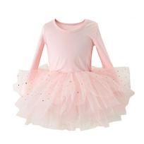 Kūdikio Mergaitės Princesės Tutu Suknelė Ilgomis Rankovėmis Kūdikio Mažylio Pūsta Baleto Suknelė Pasiruošimo Kostiumas Vestuvių Šventės Šokių Suknelė 120cm beige